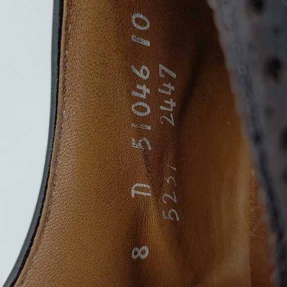 𝅺allen Edmonds Sanford Men 8D burgundy dress shoes cap toe lace up oxford brogue - Picture 8 of 9